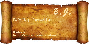 Béky Jarmila névjegykártya